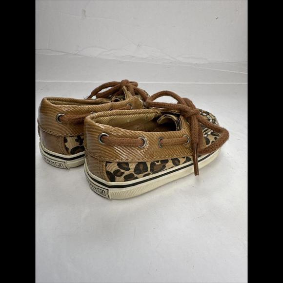 Cheetah Sperry GIRL Toddler Shoresider Jr. Leather Slip-On Boat Shoes Size 1m - Picture 2 of 5